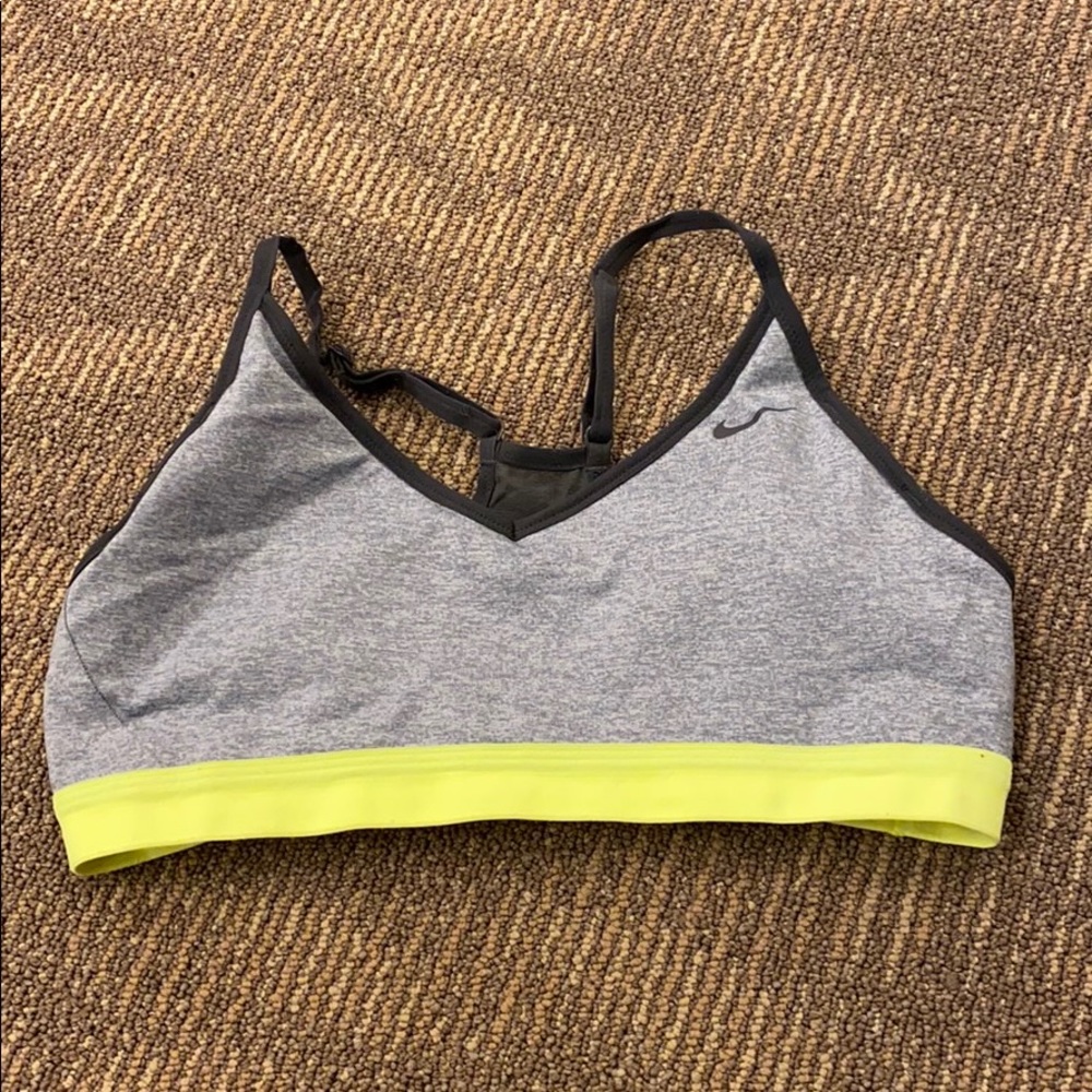 Nike Sports Bra (grey and neon yellow)